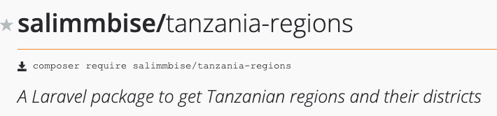 salymdev's tweet image. Kumekua na challenges ya kupata list ya mikoa na wilaya zake katika development. Leo nimetengeneza hii package hope itawasaidia developers katika development zenu. Unaweza install kwa kutumia composer.

Repo yake ya github ni hii github.com/devmpemba/Tanz…