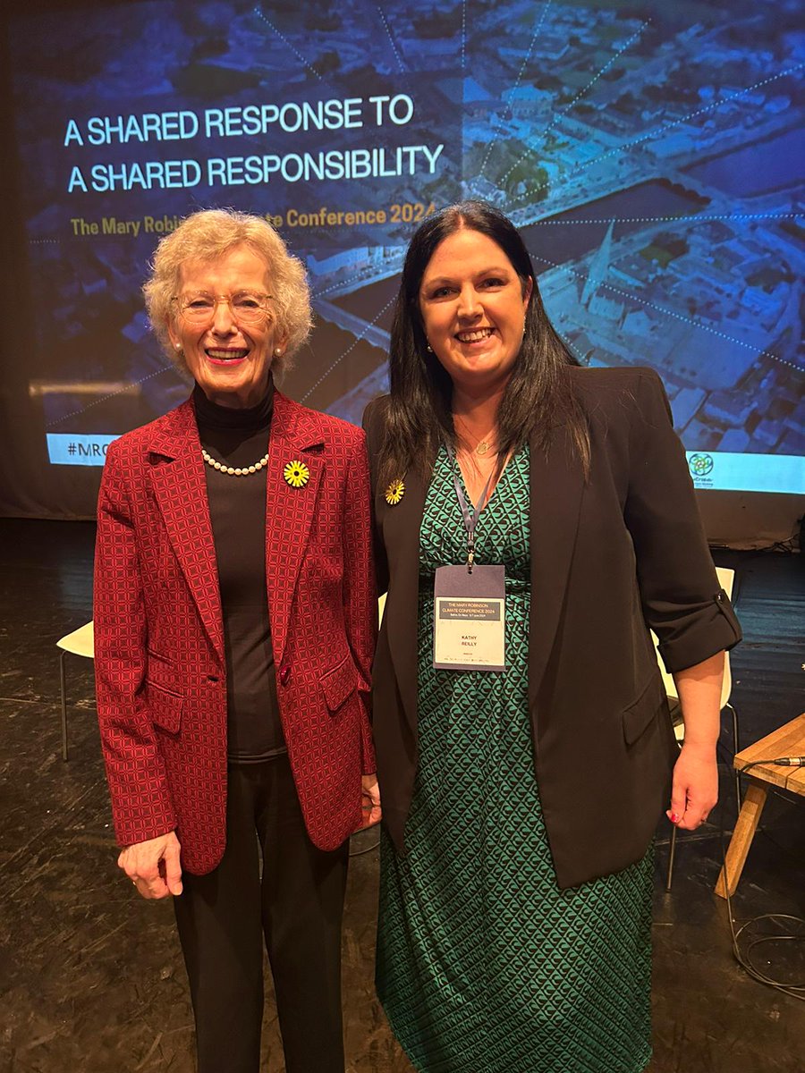 RyanInstitute's tweet photo. Exciting times in Ballina! Members of the #RyanInstitute, Prof. Peter Croot, Dr. Gesche Kinderman, & Dr. Kathy Reilly are co-chairing the prestigious Mary Robinson Climate Conference, running from June 5-7. President Mary Robinson & Dr. Kathy Reilly at the opening. #ClimateAction https://t.co/TIIf0FtExG