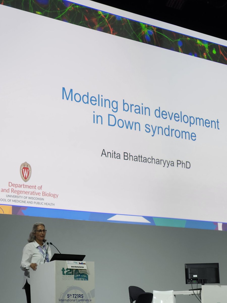 Loved this plenary talk by
Anita Bhattacharyya..telling us all about iPSCs and how they help us understand brain development in Down Syndrome! #t21rs