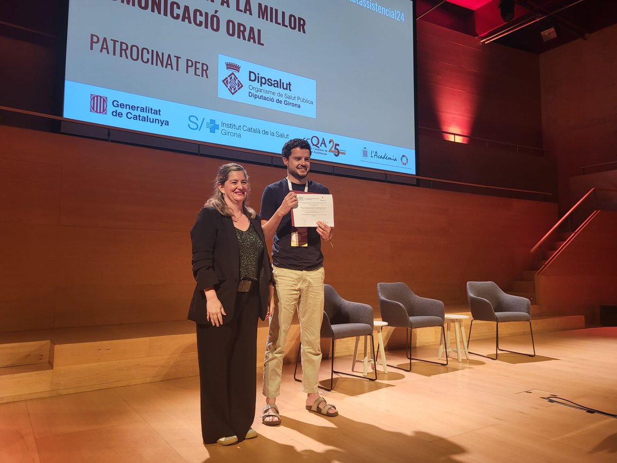 <a href="/CSLVifor/">CSL Vifor</a> 🏆 Enhorabona, Xabier Larrea Urtaran, segon premi de 500 €, patrocinat per la <a href="/DiputacioGirona/">Diputació de Girona</a>, per la comunicació oral: "Disminuint la utilització de fluoroquinolones milloren la sensibilitat dels uropatògens?"