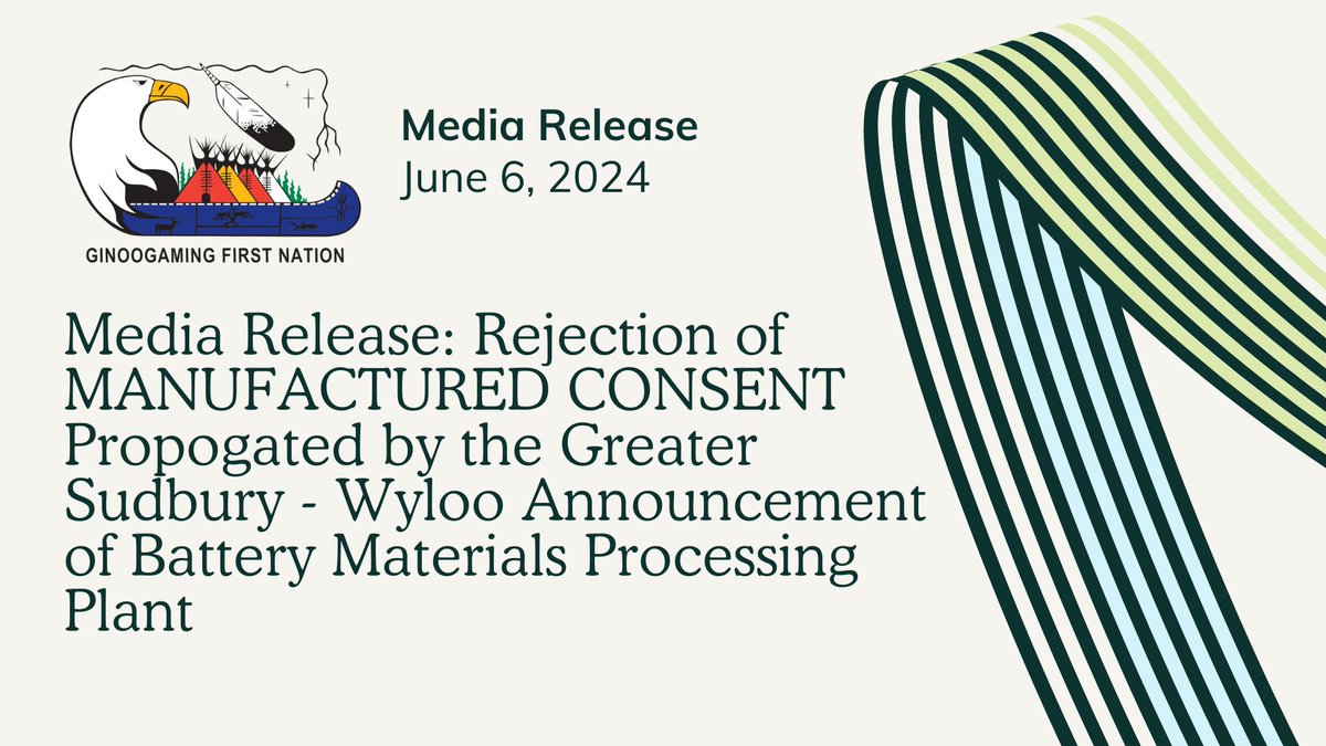 MatawaFNM's tweet photo. Please read the media release we are sending out on behalf of Ginoogaming First Nation (GFN), here: https://t.co/gPwnWYjbJX - please re-share! GFN Rejects Manufactured Consent Propogated by @Wyloo_ and @GreaterSudbury #ringofire https://t.co/NXLsbD0iDr