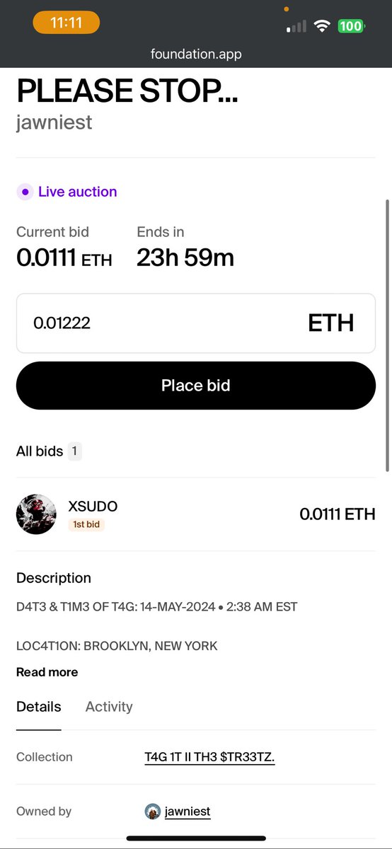 jawniest's tweet image. 🚨4UCT1ON ST4RT3D 4L3RT🚨

TYSM, MY BROTHER @XSUDOART AKA CHIEF MEME OFFICER (CMO) OF #KAK. 1 $33 Y0U 4ND 1 L0V3 Y0U. 🖤♥️🤍

CURR3NT B1D: 0.0111 Ξ

🚫🔗👇🏽