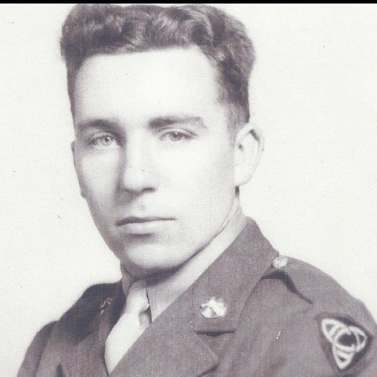 My grandpop, front lines of Normandy.  My grandmom didn't see him until 4 1/2 years later.  He came into NY on the Queen Mary. All taxis and trains were free along with a welcoming band.  When he got home to Philly he threw his hat in the front door as his grand surprise entrance