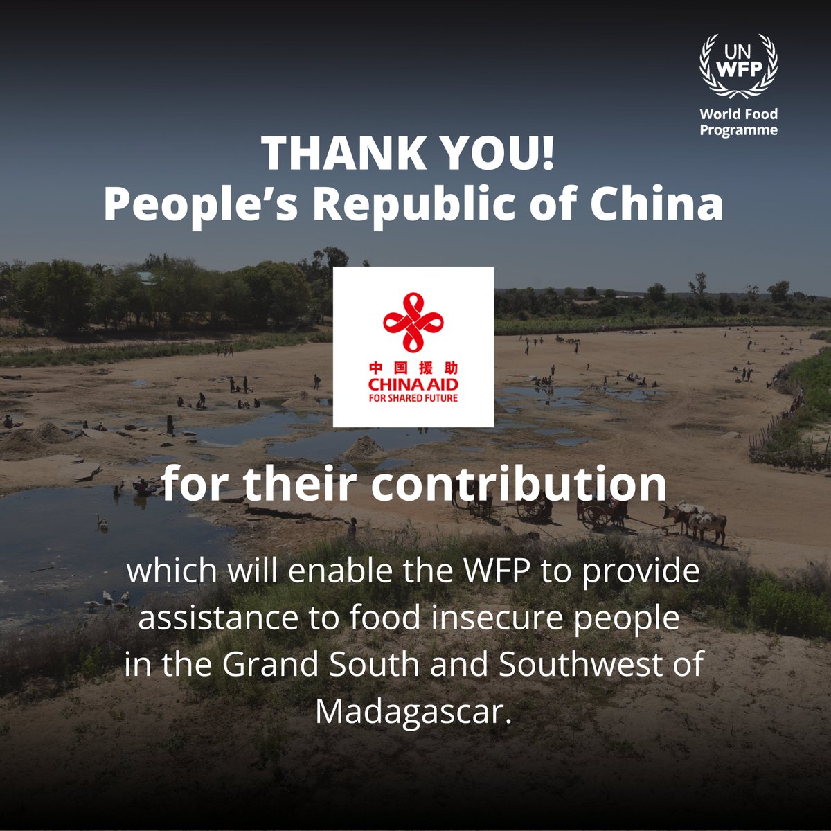 WFP in Madagascar - PAM (@pammadagascar) on Twitter photo Thank you #China🇨🇳 for their contribution that will enable <a href="/WFP/">World Food Programme</a> to provide assistance to food insecure people in the Grand South and Southwest regions in #Madagascar. #ThankYouThursday Thank you #China🇨🇳 for their contribution that will enable <a href="/WFP/">World Food Programme</a> to provide assistance to food insecure people in the Grand South and Southwest regions in #Madagascar. #ThankYouThursday