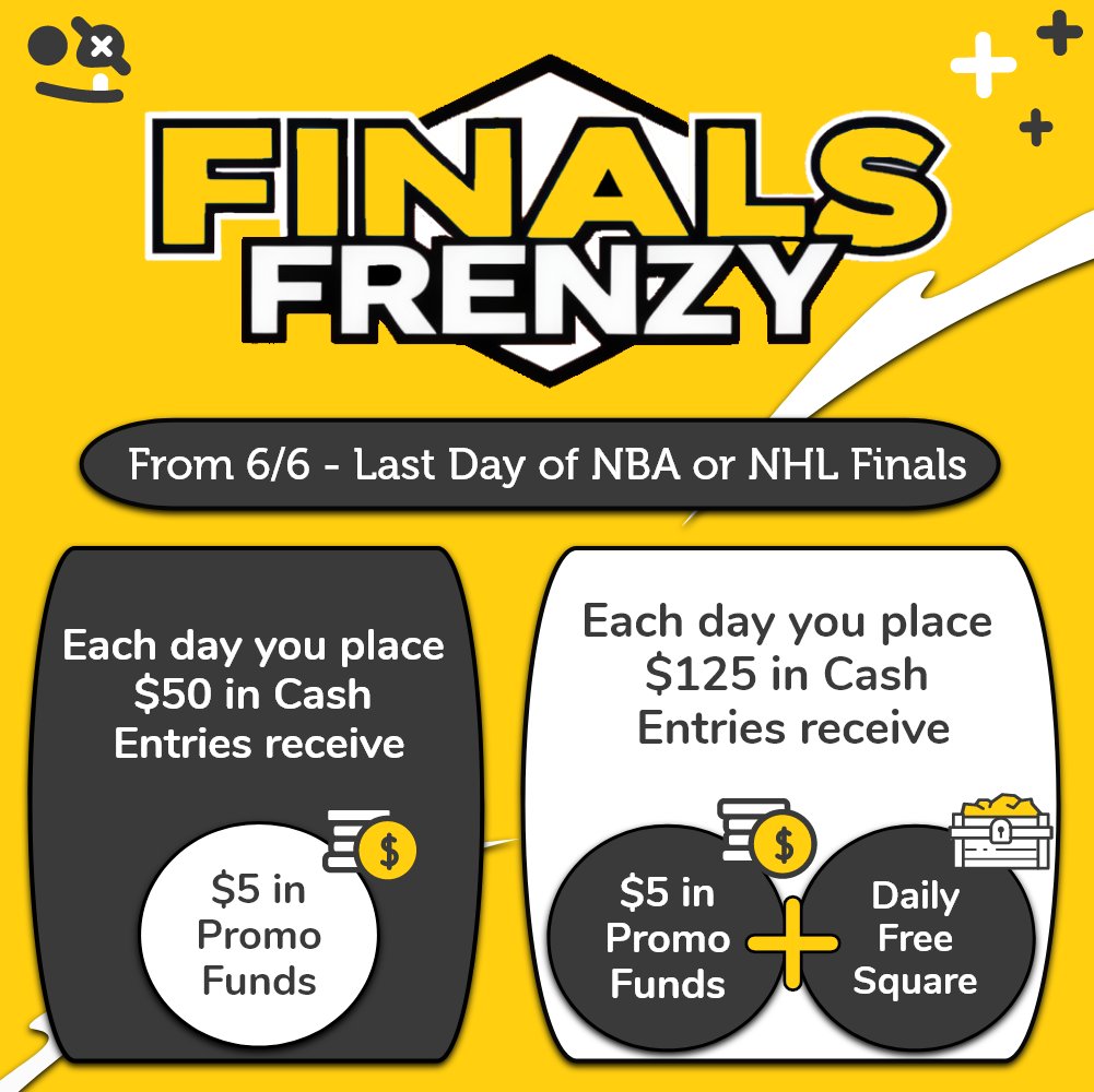 parlay_play's tweet photo. 🚨🏀 Finals Frenzy 🏒🚨

From June 6th to the end of the NBA Finals or NHL Stanley Cup Finals, (whichever lasts longer) hit daily Cash Entry goals to earn Promo Funds &amp; Exclusive Free Squares!

Play More - Earn More. 💸 🆓🟨 https://t.co/UZKi69uG7T