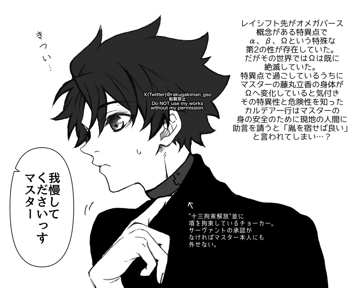 描く予定はないけど頭の隅に置いてあるオメガバネタの鯖ぐだ♂ 