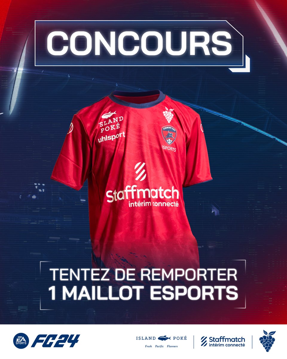 𝗝𝗘𝗨 𝗖𝗢𝗡𝗖𝗢𝗨𝗥𝗦 🎁

Tente de remporter un maillot floqué du <a href="/CF63_eSports/">🎮 CF63 eSports</a> 🌋

Pour participer :

🔁 Repost le concours
👤 Follow <a href="/CF63_eSports/">🎮 CF63 eSports</a> 
🤞 Croise les doigts

Bonne chance à tous 🔴🔵