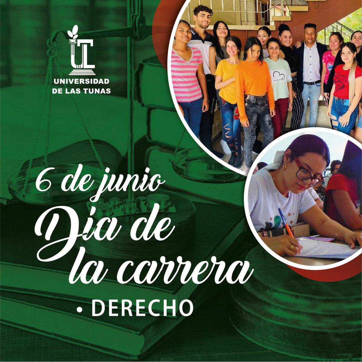 ULTCuba's tweet photo. 🎊 Felicidades a los estudiantes, profesores y trabajadores de la carrera de Derecho en la @ULTCuba  🇨🇺
👉 Su accionar los califica como #OrgulloULT 👏 https://t.co/VJDO7w23Xa