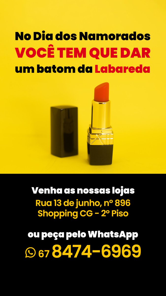 labaredaboutiq's tweet photo. No Dia dos Namorados 
VOCÊ TEM QUE DAR!!!!😁👍💄 https://t.co/UbGHzw60Vu