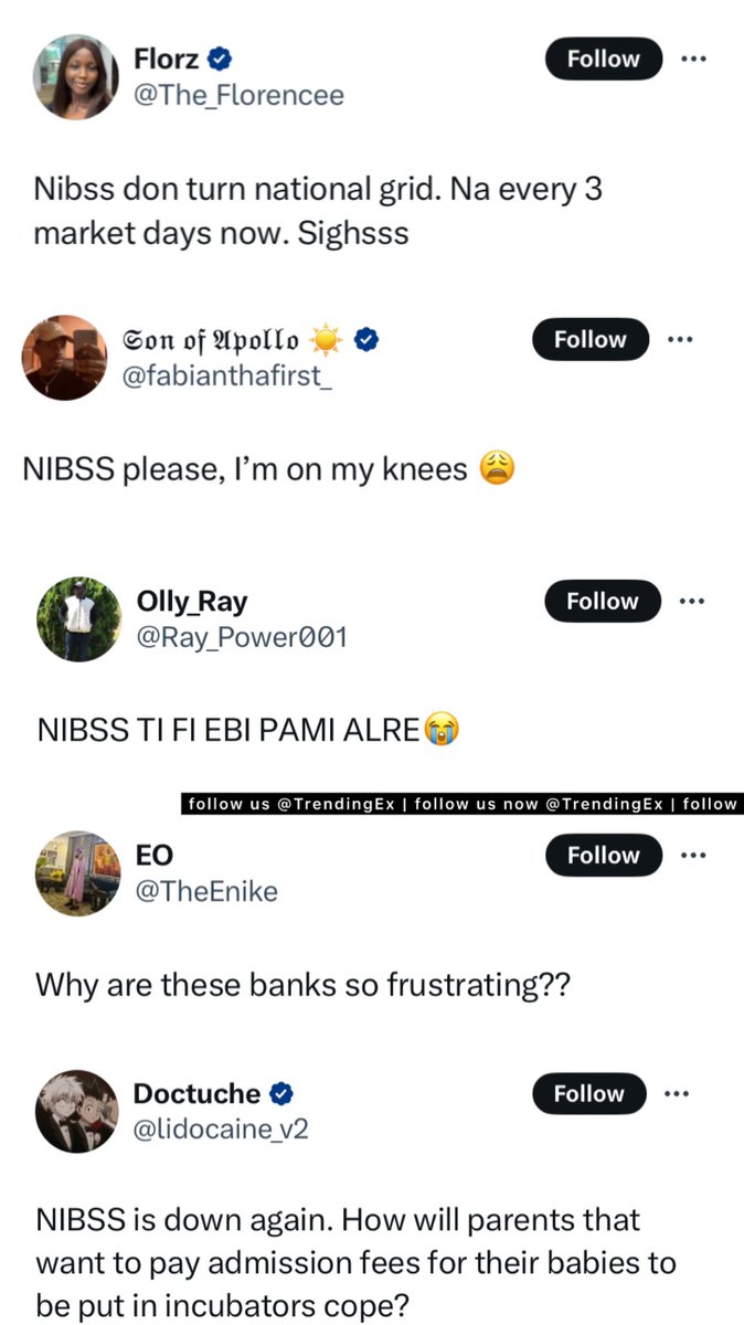 TrendingEx's tweet photo. NIBSS is trending because it is down. 

What is NIBSS? Simply, let's just say it is like the National Grid, but for banks. When it is down, no transfer can successfully go through in the whole Nigeria.

The entire national digital financial network depends on it.

Nigeria Inter-Bank Settlement System Plc is an industry-owned firm that develops and handles the infrastructure for payments between different banks in Nigeria. 

It's owned by all licensed banks in the country (including the CBN).

Kuda, Opay, Access Bank, Gt bank, Moniepoint, every bank depends on NIBSS. Even PiggyVest is usually affected.

They are presently doing an emergency maintenance, which is PR for "our system have crashed o"