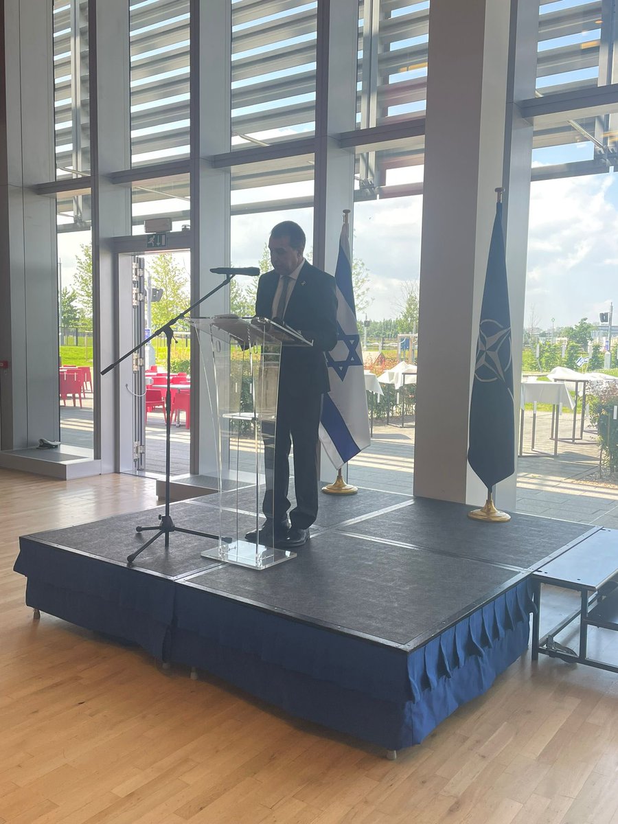 Today we gathered in <a href="/NATO/">NATO</a> HQ  to celebrate Israel’s 76th Independence Day 🇮🇱

This year we mark the historic landmark while remembering the recent trials that have tested our strength and unity. 

But in the face of such adversity, Israel stands firm and strong!