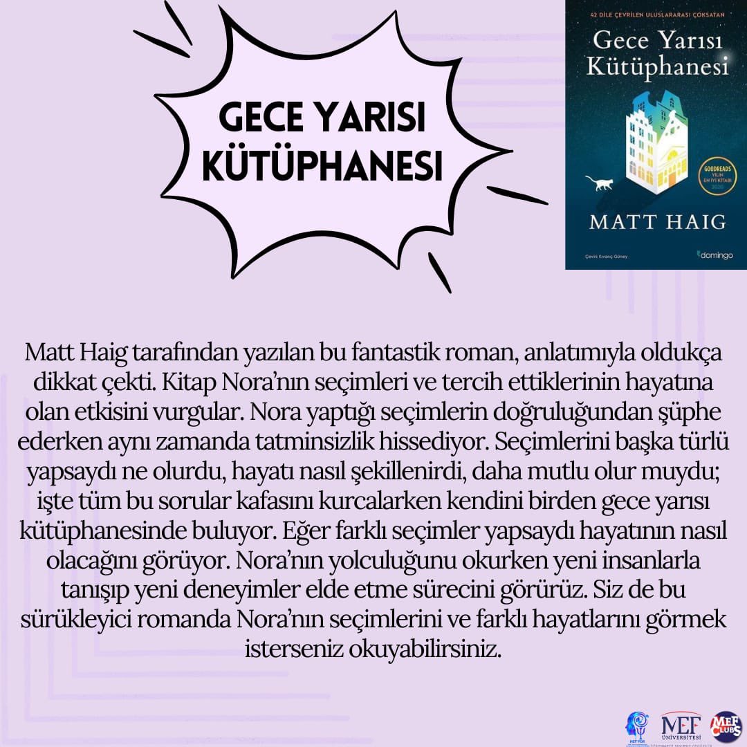 pdrmef's tweet photo. Herkese merhaba 🙌🏻. Bu haftaki önerilerimizi sizlere sunuyoruz 🤍
.
.
.
#mefpdr #mefüniversitesi https://t.co/gUc4AelygP