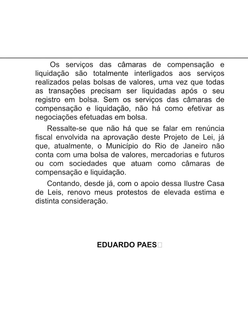 eduardopaes's tweet image. A BOLSA DO RIO DE JANEIRO VAI VOLTAR.

Acabei de encaminhar à Câmara de vereadores o Projeto de Lei que cria as condições para que tenhamos mais uma Bolsa de Valores no Brasil, o que é sempre uma saudável competição para quem defende o livre mercado. 
É mais que trabalho!  É amor…