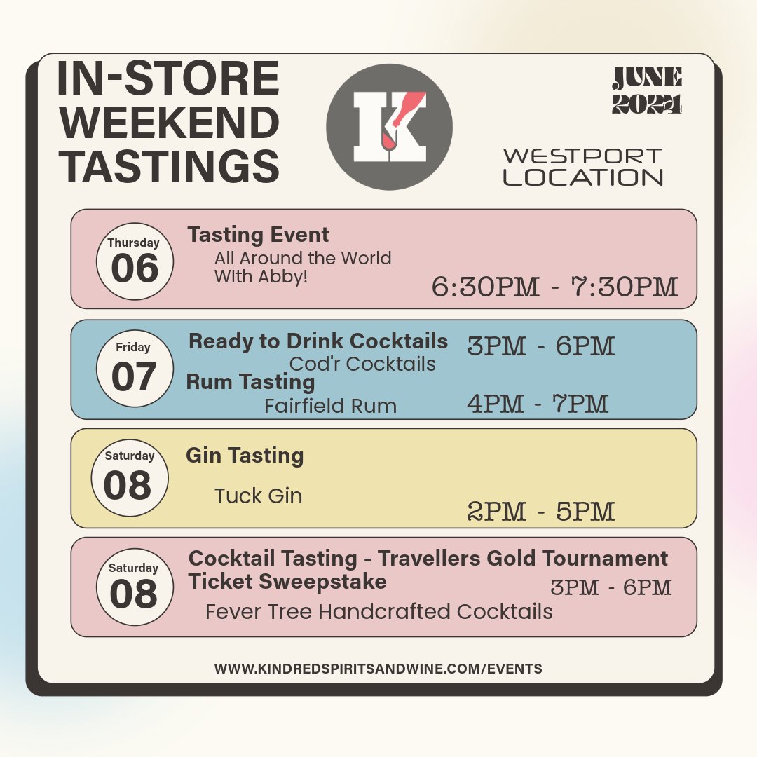 Kindred_SW's tweet image. 🍷🍇 Cheers to a week filled with tantalizing flavors and exquisite sips! Join us for our in-store tasting events at your preferred location and let your taste buds embark on a journey. Don't miss out on this delectable experience!✨ #TastingEvents #FunAndWineLove