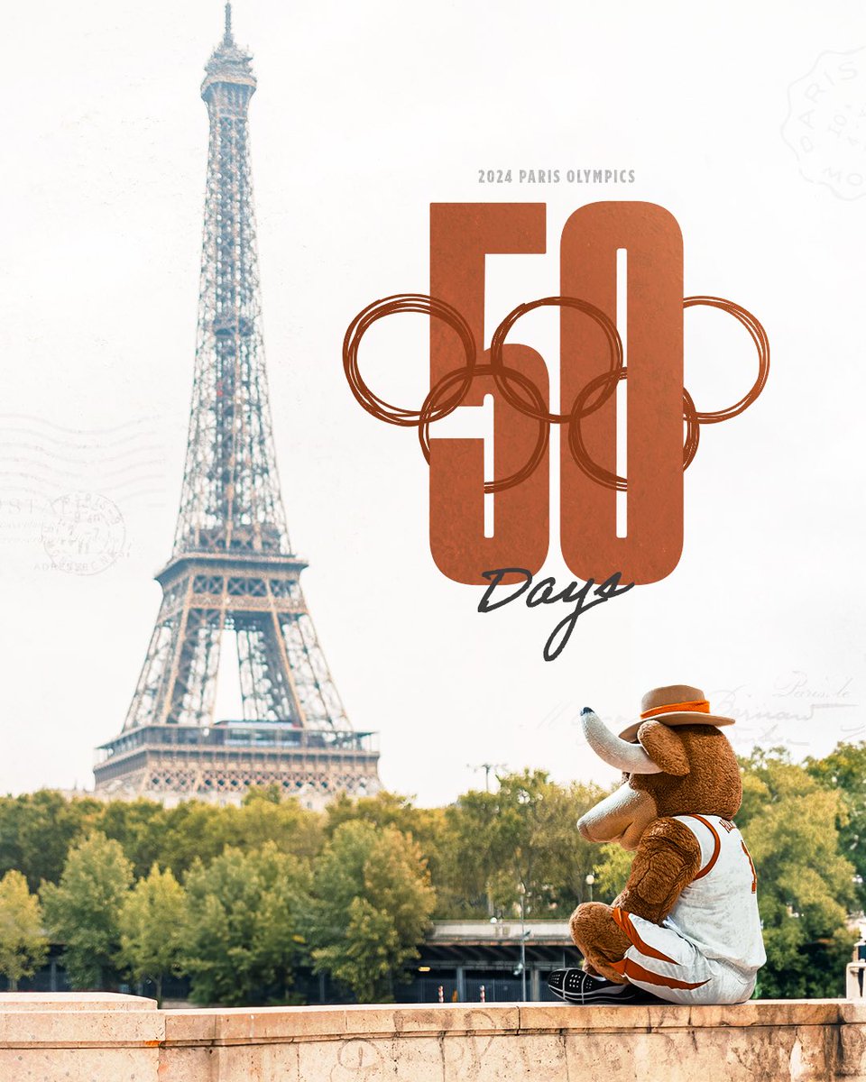 TexasLonghorns's tweet image. counting the days until we get to cheer on our Longhorns in Paris 🤘

#HookEm | #OlympiansMadeHere
