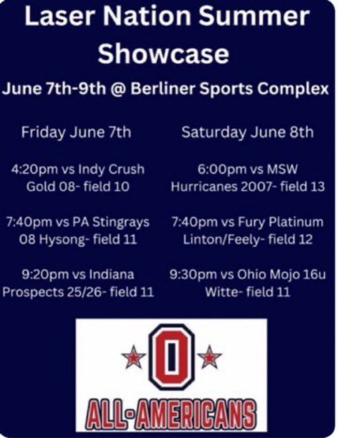 Schedule for this weekend at Berliner!