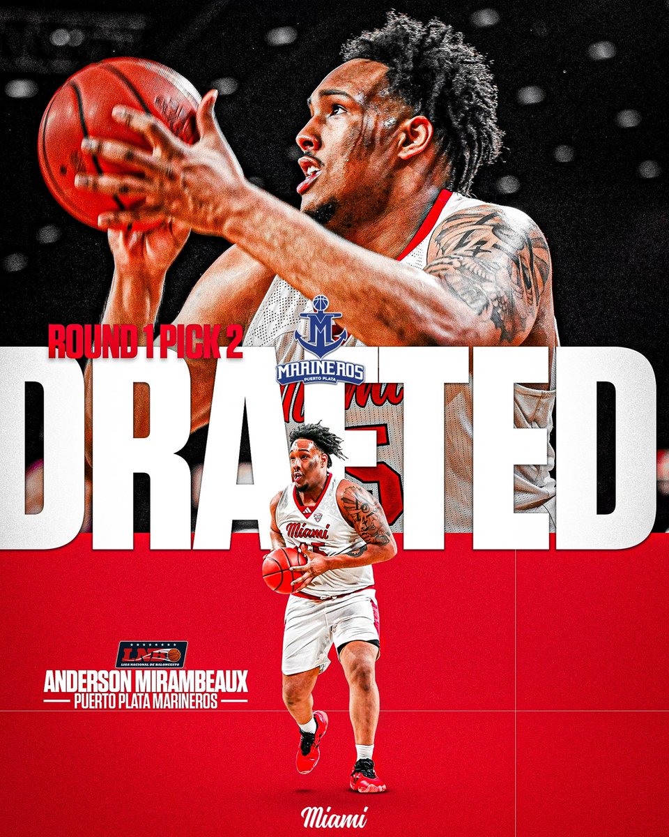 Congrats <a href="/mirambeaux09/">Anderson Mirambeaux</a> on being selected as the 2nd overall pick in the <a href="/lnbrd/">#LaSuperLiga</a> draft by the <a href="/MarinerosPOP/">Marineros de Puerto Plata</a> ‼️🤝

#MiamiMindset || #ProRedHawks