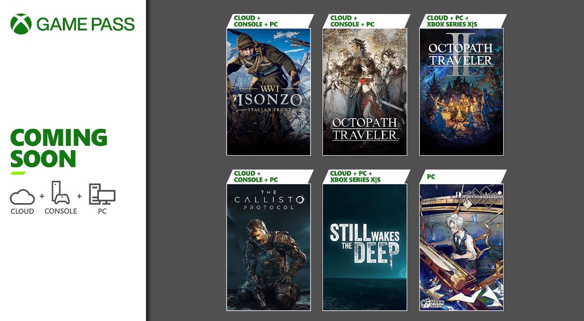 👀 Nouveaux Jeux dans le gamepass , les deux Octopath Traveler et Callisto Protocol c'est pas mal 🤔