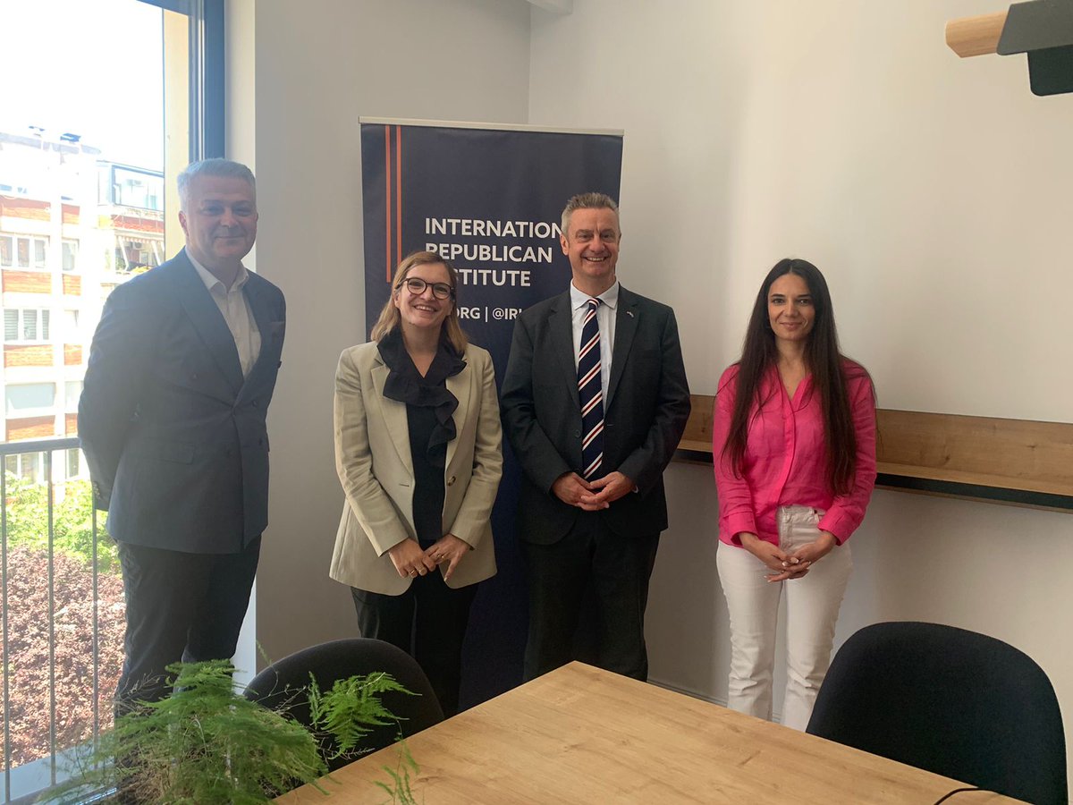 Delighted to welcome <a href="/UKinKosovo/">UK in Kosovo 🇬🇧</a> Ambassador Hargreaves at <a href="/IRIglobal/">International Republican Institute</a> Office in #Kosovo. We discussed <a href="/IRIglobal/">International Republican Institute</a> programs, current political developments, and data from the recent <a href="/IRIglobal/">International Republican Institute</a> #WesternBalkans poll. Thank you, Ambassador, for the very fruitful conversation.