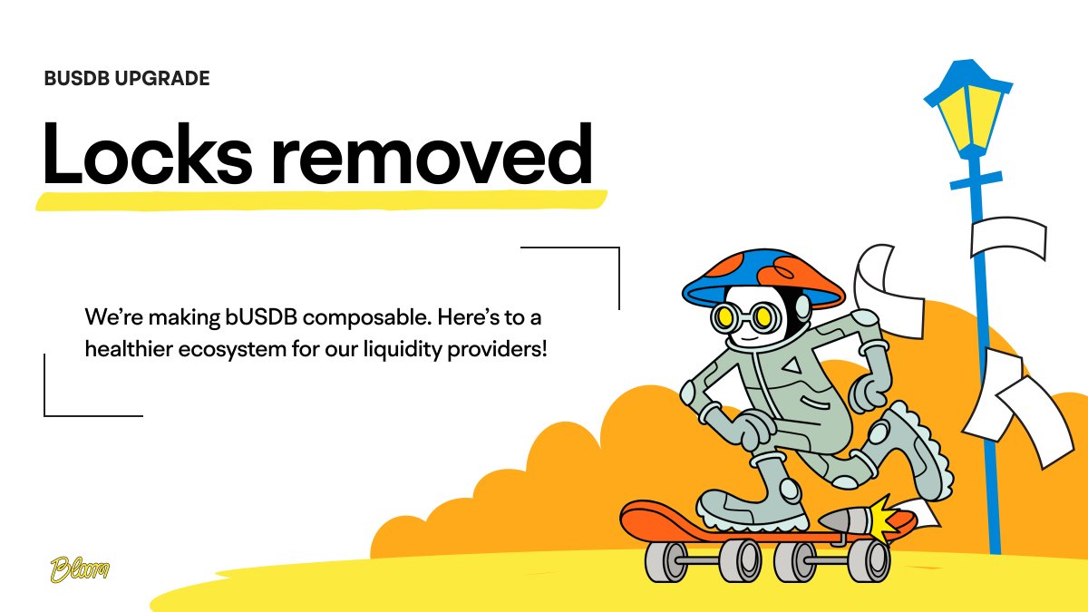 Entering the next era of bUSDB composability.
​
Today - we announced an important upgrade to Bloom: the removal of all ve-locking mechanisms.
​
Locking has allowed Bloom to provide predictable, steady capital to traders, while allowing lockers to accumulate higher fees / Gold, in