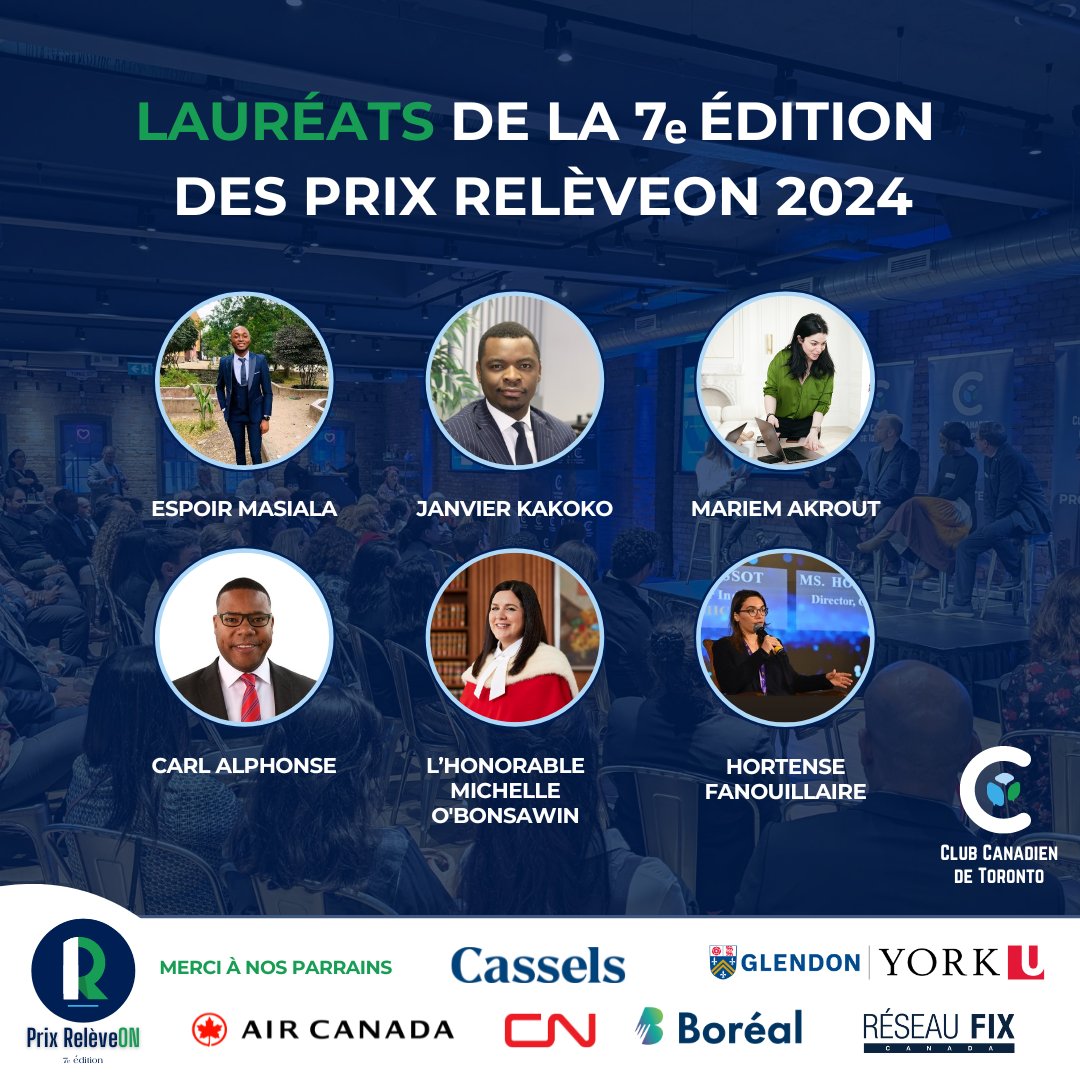 🎉 Merci à tous pour le succès du Gala RelèveON 2024 ! Félicitations aux lauréats et merci aux partenaires : @Desjardins, @AirCanada, @CN_CommFR, @FixNetworkWorld, @collegeboreal, et @GlendonCampus, @Cassels. Bravo aux jeunes leaders ! #RelèveON2024 #Leadership