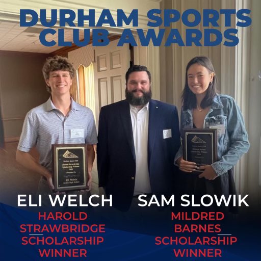 Congratulations to Jordan High Seniors Sam Slowik &amp; Eli Welch on being awarded $10,000 scholarships from the Durham Sports Club! #WeAreDPS