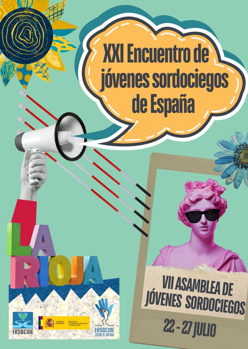 Ya está aquí nuestro XXI Encuentro de Jóvenes Sordociegos de España y nuestra VII Asamblea. 
No te quedes sin tu plaza y vive unas jornadas de convivencia y actividades muy interesantes.
#ministeriodederechossocialesyagenda2030 
#jovenessordociegos