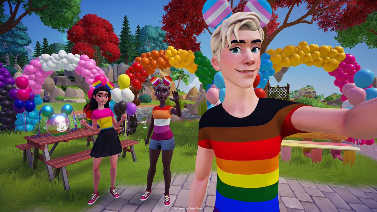 DisneyDLV's tweet photo. Happy Pride Month! 🌈✨

Kick off your celebrations by making sure you've claimed last year's collection of free in-game t-shirts (still available at the blog below!) and get ready to show your pride with new, free items arriving later this month!

https://t.co/DcSQtfi614 https://t.co/Ouf3PntYlb