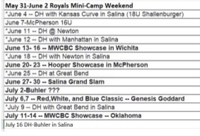 2024 Salina Falcons Schedule