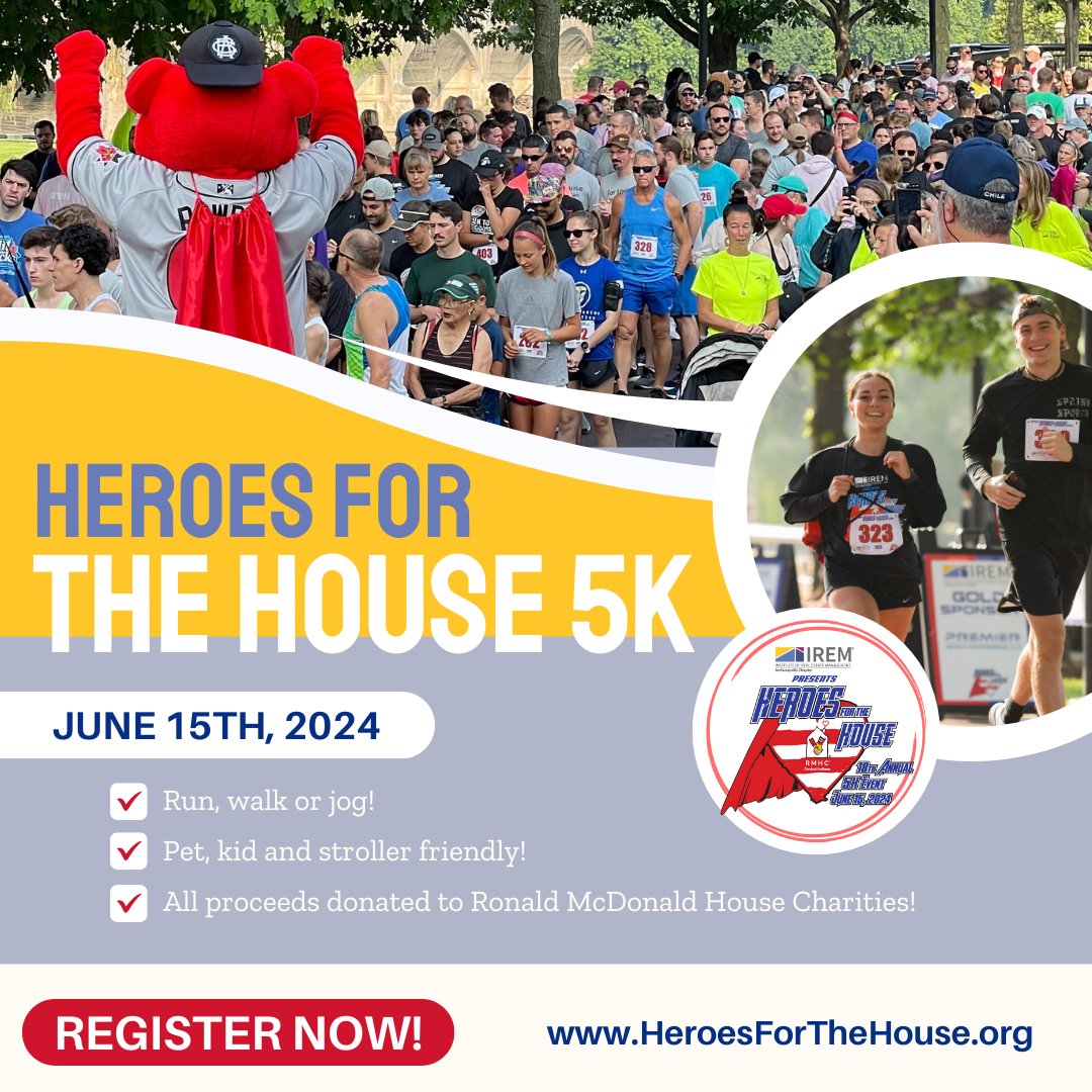 There's only a week left to register online, sign up today so you don't miss out!  
HeroesForTheHouse.org

#HeroesForTheHouse #irem #iremindy #ronaldmcdonaldhouse #RonaldMcDonaldHouseCharities #5k #indianapolis #indy #fitness #running #familymatters 
@heroes4thehouse @rmhccin
