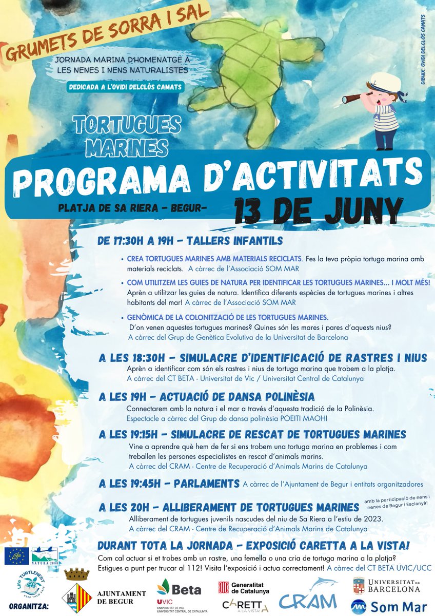 Caretta a la Vista! (@carettaalavista) on Twitter photo Ens veiem el 13 de juny a #Begur! 
➡️ Grumets de sorra i sal, jornada marina d'homenatge als nens i nenes naturalistes! Ens veiem el 13 de juny a #Begur! 
➡️ Grumets de sorra i sal, jornada marina d'homenatge als nens i nenes naturalistes!
