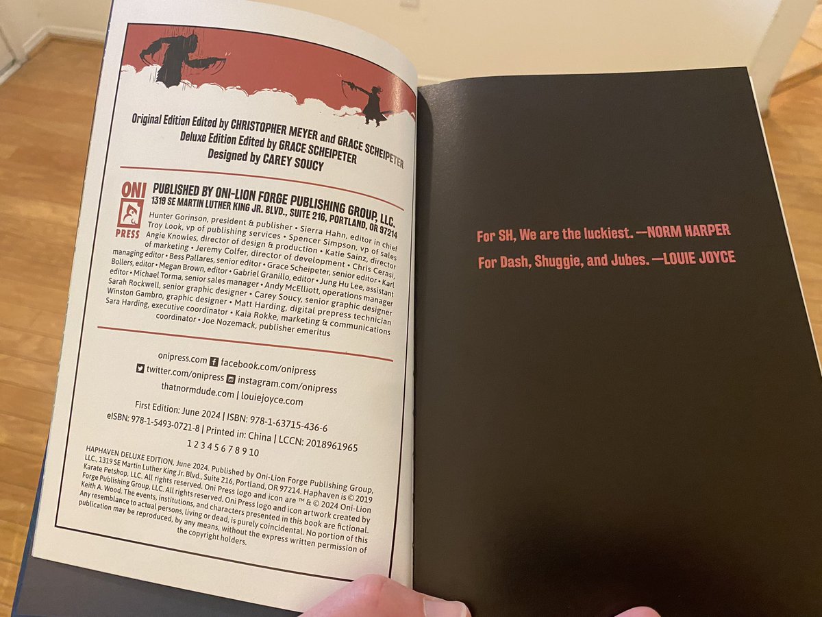 ThatNormDude's tweet photo. The new hardcover deluxe edition of HAPHAVEN from @OniPress turned out so great. @LouieJoyce’s art looks better than ever! Available now wherever comics and books are sold. https://t.co/WorXN8kt5V