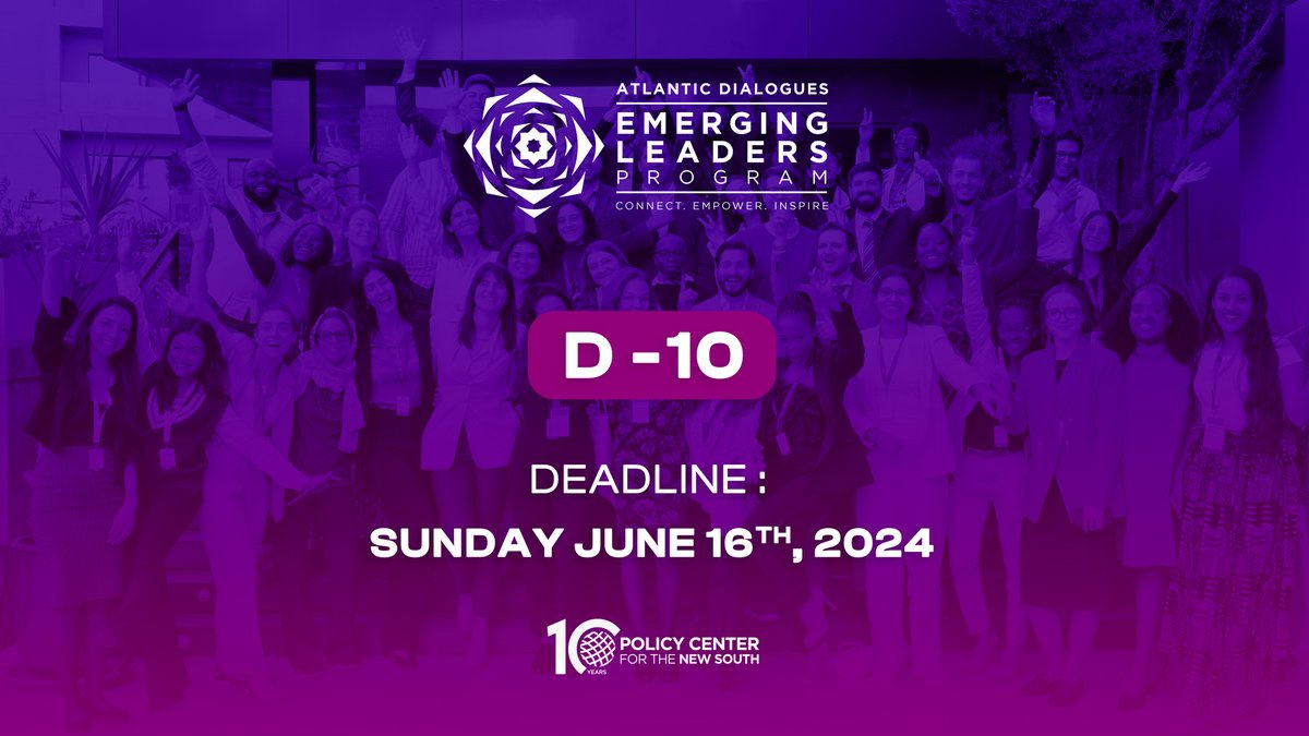 🚨 Attention #young #leaders!
🚀 Are you passionate about shaping the regional &amp; global agenda? Apply now for the <a href="/ADEL_PCNS/">Atlantic Dialogues Emerging Leaders</a> Program 2024. Gain insights, #network with peers, and contribute to impactful discussions.
🔗Apply now: policycenter.ma/page/call-appl…