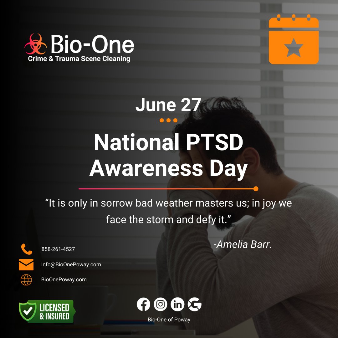 BioOnePoway's tweet image. Raising awareness is the first step toward understanding and offering help to individuals who live with PTSD every day.

 🧠Learn more about PTSD and how you can help: ptsd.va.gov

🌐 BioOnePoway.com

#bioone #poway #mentalhealth #nationalptsdawarenessday