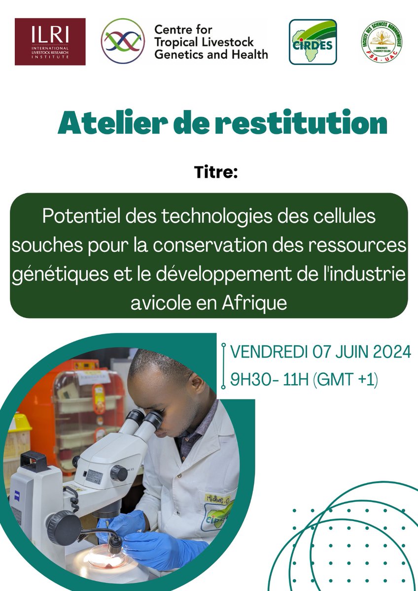 Dr Christian K. Tiambo (@keambou_ti) on Twitter photo It is tomorrow with <a href="/ctlgh_info/">CTLGH</a>  <a href="/ILRI/">ILRI.org</a> <a href="/roslininstitute/">The Roslin Institute</a>  <a href="/au_ibar/">AU-IBAR</a> <a href="/CIRDES_BF/">CIRDES</a>  and  FSA - UAC. through Dr Michel Orounladji from Bénin republic lnkd.in/eX6G9xpu
ID: 868 1158 8125
PWD: 811459 It is tomorrow with <a href="/ctlgh_info/">CTLGH</a>  <a href="/ILRI/">ILRI.org</a> <a href="/roslininstitute/">The Roslin Institute</a>  <a href="/au_ibar/">AU-IBAR</a> <a href="/CIRDES_BF/">CIRDES</a>  and  FSA - UAC. through Dr Michel Orounladji from Bénin republic lnkd.in/eX6G9xpu
ID: 868 1158 8125
PWD: 811459