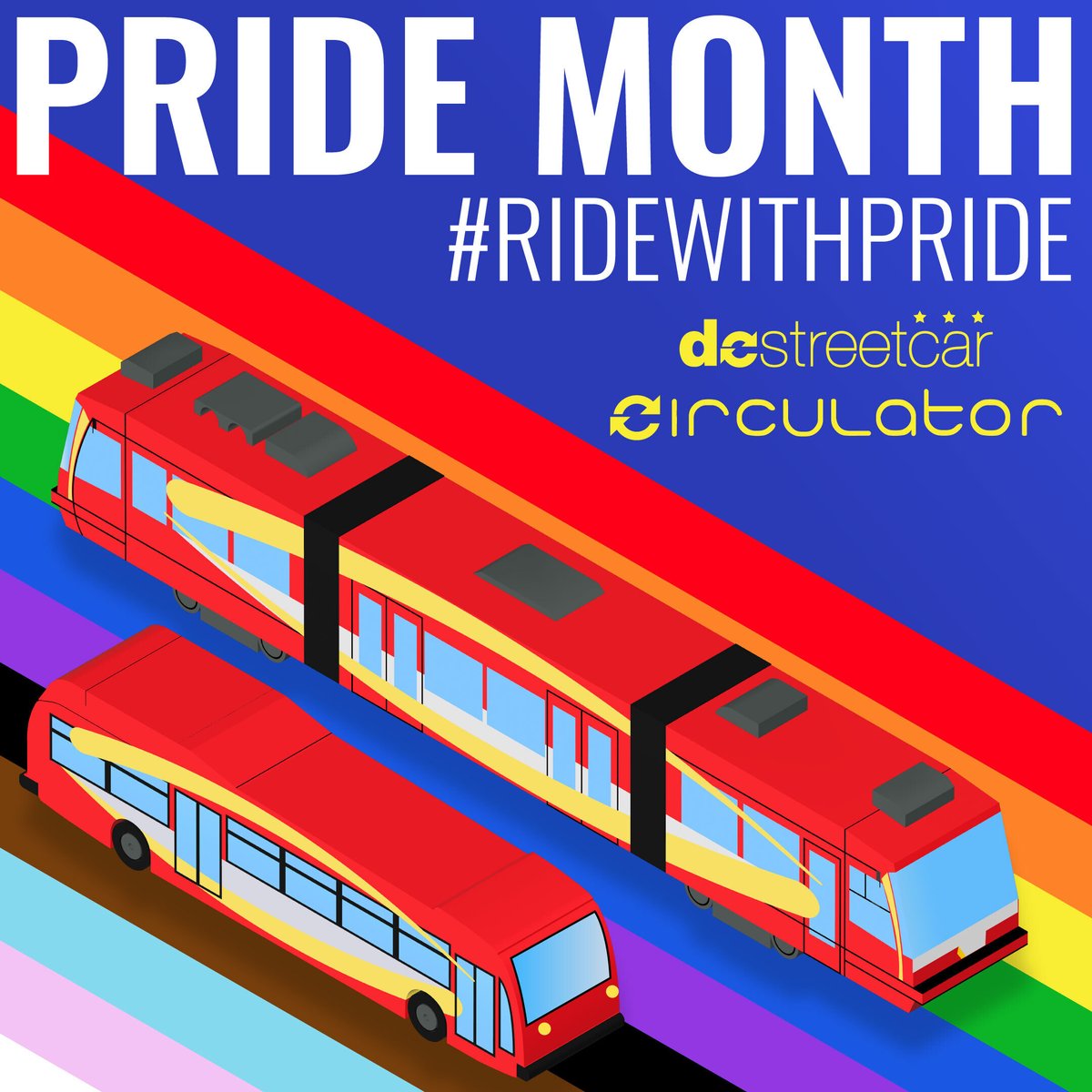 DCCirculator's tweet photo. Pride Month is here! #DCCirculator and #DCStreetcar want you to celebrate with us in the #DistrictOfPride and #RideWithPride throughout the month of June! 🏳️🌈🏳️⚧️ https://t.co/rRh9BBataT