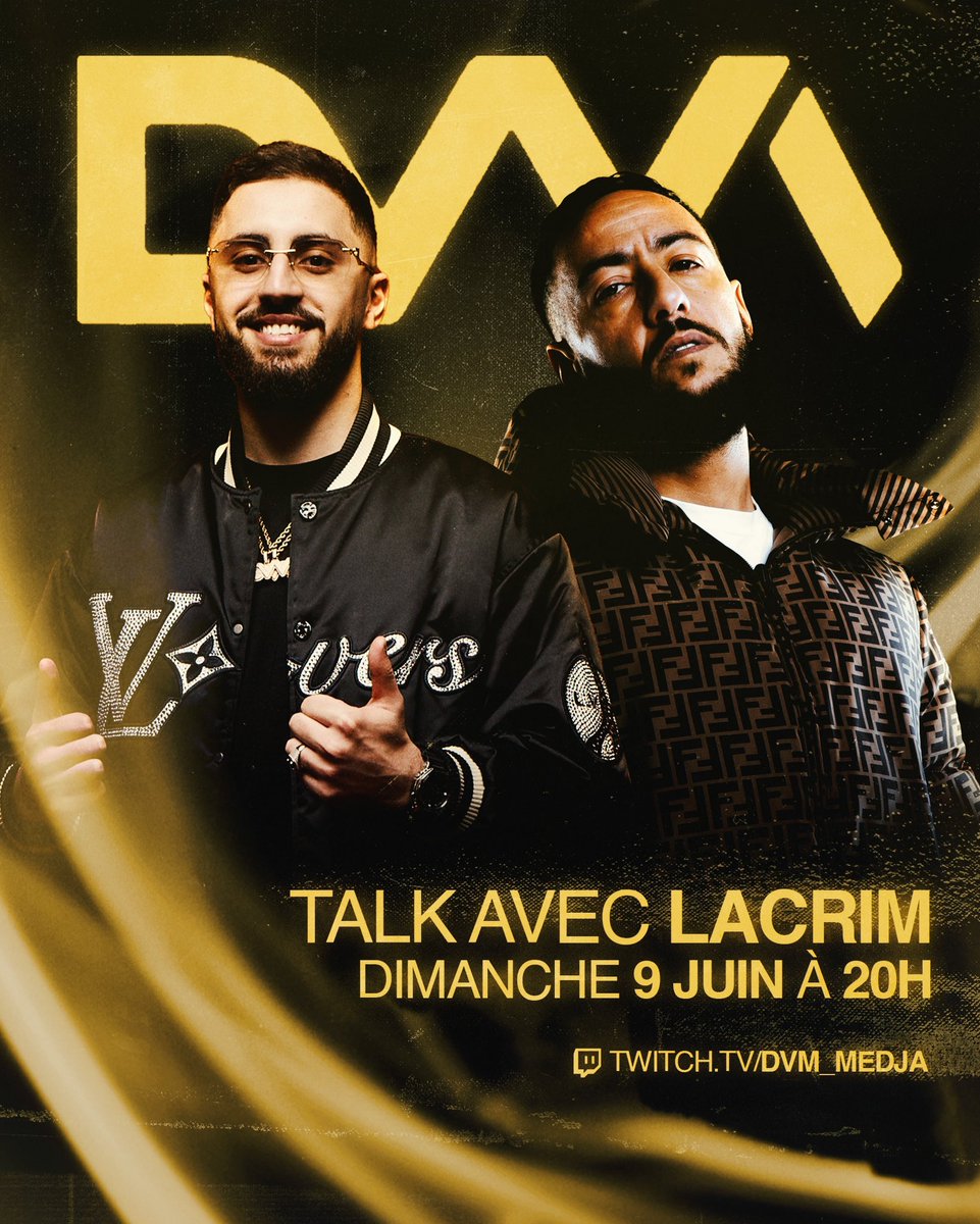 Medjalive's tweet photo. 🚨 DVM TALK LACRIM 🚨

Ce dimanche à 20h en direct sur ma chaine twitch !

On vas discuter de tout et de rien, si vous avez des questions mettez les en commentaire j’en sélectionne  

Je reprend les talk ça va chier 

@Lacrim_Officiel🎯 🇩🇿 https://t.co/G4L6rNUJ7z