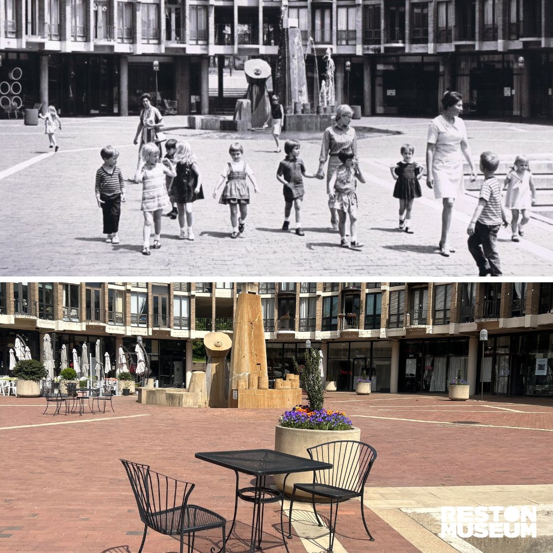Lake Anne Plaza, 1967. 

Children of Lake Anne Nursery Kindergarten (LANK) in front of Rossant's Plaza Fountain.  

Image: 2010.fic.18 

Additional archives on our website- restonmuseum.org/our-collection 

#Reston #RestonMuseum #RestonPastToPresent