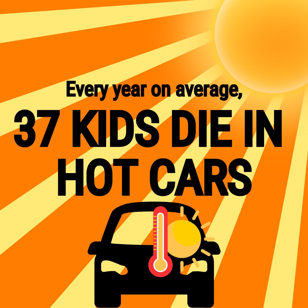 Sadly, 971 kids have died from heatstroke — after being left or becoming trapped in a hot car — since deaths started being tracked in 1998.

❌ Never leave a child in a car alone.
👁️ Always check the back seat.
🔒 Lock unattended vehicle doors and keep keys out of reach.