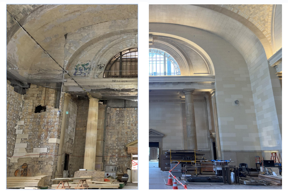 EverGreeneAA's tweet photo. Welcome back #MichiganCentralStation!

"Our job was to 1st understand how things were done historically &amp; then find some way to preserve &amp; bring it back into this sort of harmonious whole. That's what we did." #JeffGreene for @detroitnews on #plasterwork.

https://t.co/Q0nVrVpmOO https://t.co/fLoxJQUWzj