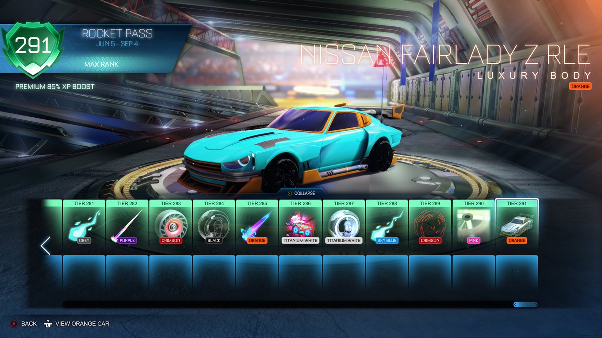 LazerLyss's tweet photo. @firemonkey I maxed out the #RocketPass, tiers go up to 291 and the car colors as well as boosts/trail/wheels go all the way to the end

 #RocketLeague #Fortnite #RocketRacing https://t.co/jhpB5HVu7l