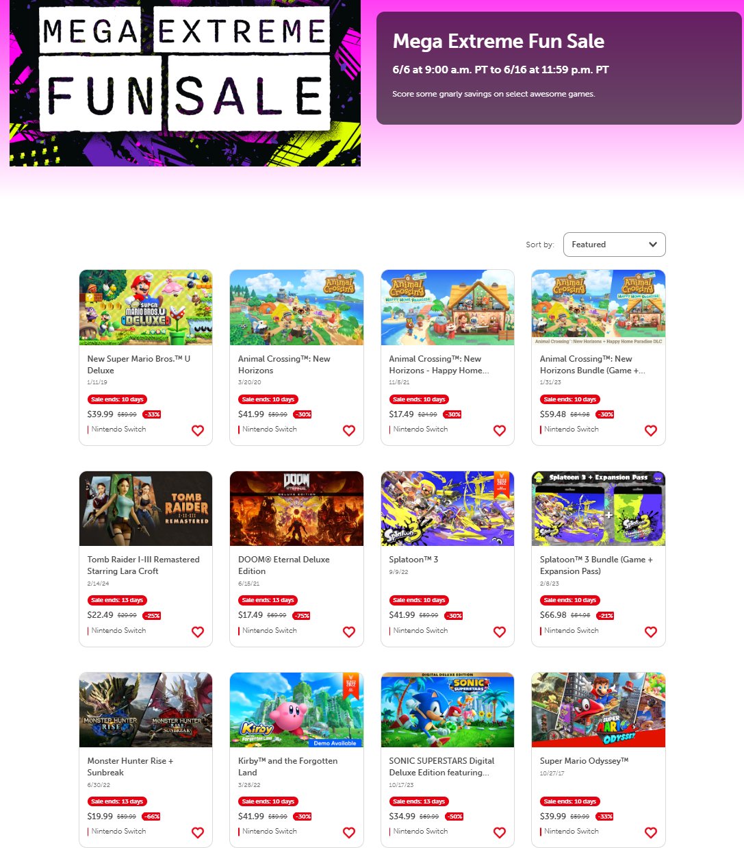 Wario64 on X: “Mega Extreme Fun Sale on US eShop https://t.co 