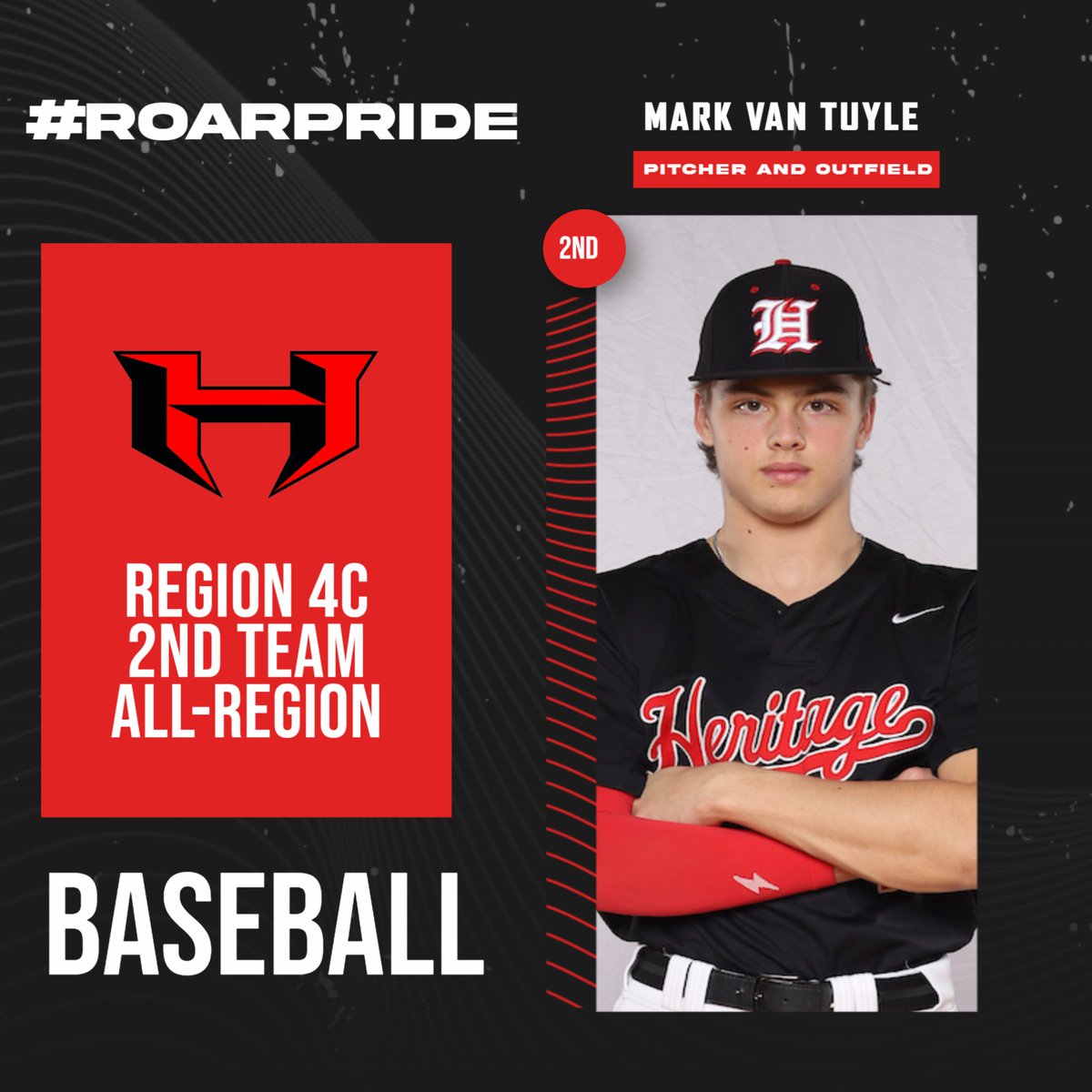 Congratulations again to Mark Van Tuyle for being selected to the All Region 4C 2nd team for baseball!  Great job, Mark!  ROAR PRIDE!!!
