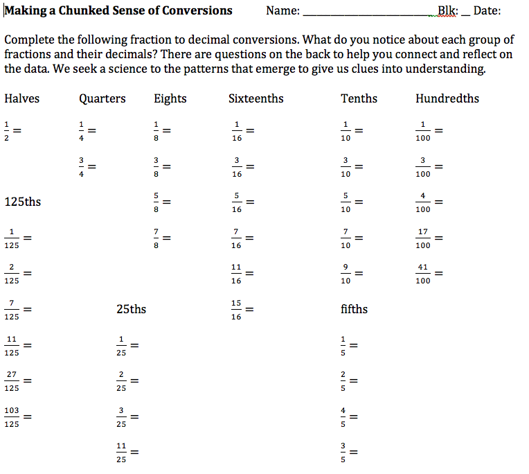 HarMath's tweet image. I do a lot of this through problem strings, and chunked activities that have related families of fraction/decimals explored. #fractiontalks and Singapore Bar models also add to these understandings when you can have both decimals and fractions (&amp;amp; percents) mixed.