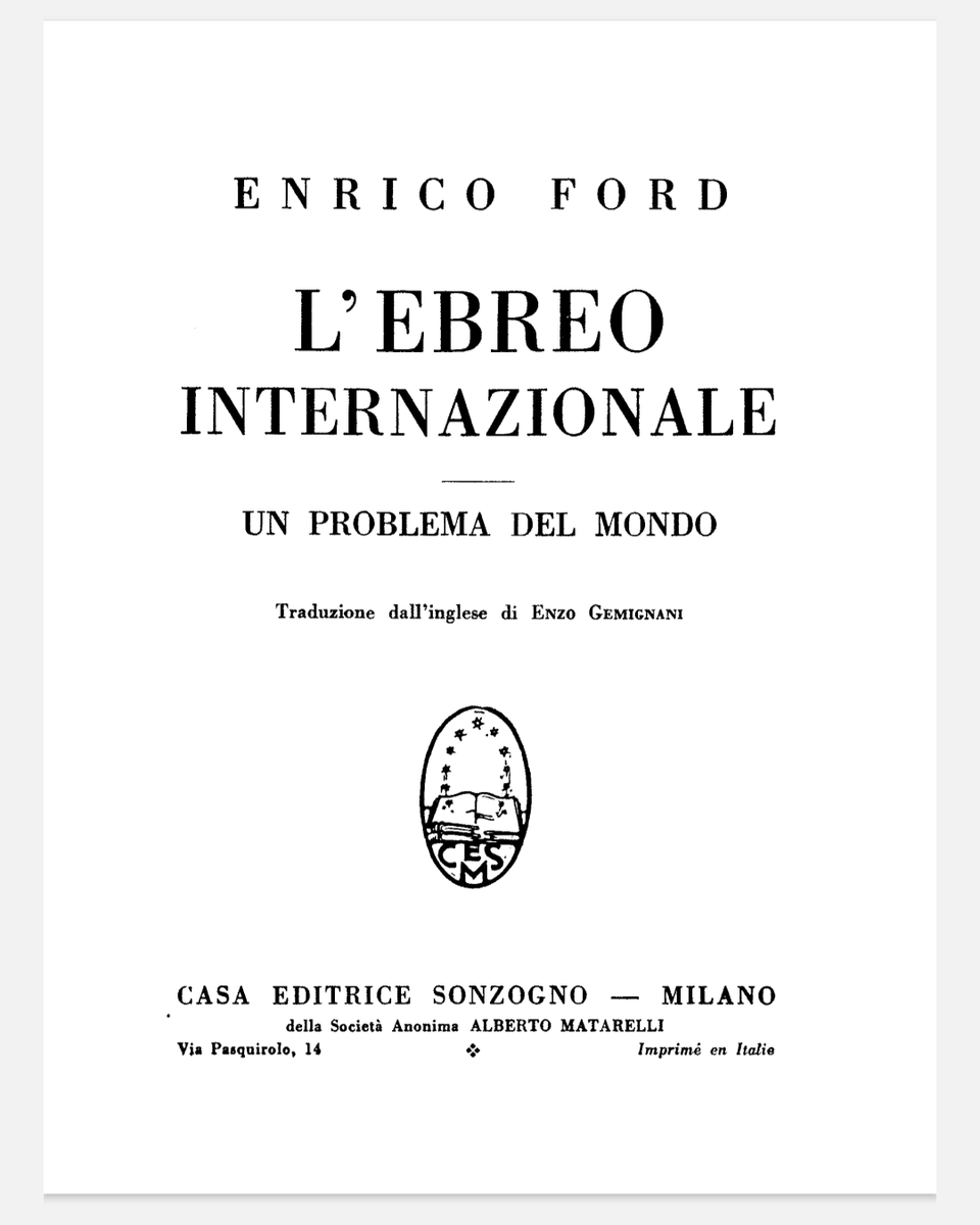 ilmattapazzo's tweet photo. @ImolaOggi SIETE TUTTI SCHIAVI DELL'ECONOMIA SIONISTA, come profeticamente scrisse #HENRY_FORD in suoi articoli stampa pre 1920.
Furon raccolti in volume e presentati in Italia da Sonzogno nel 1920.
Il libro è terribilmente attuale con titolo:
L'EBREO INTERNAZIONALE-pdf
DA INTERNET ARCHIVE https://t.co/TifgJ6QhSy
