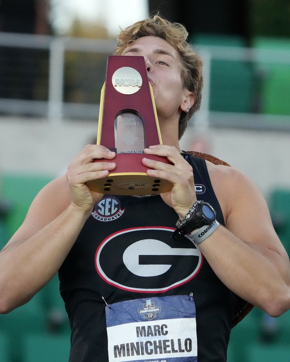 Not a bad opening day for Marc Minichello!

He brings home the second NCAA championship of his career with a win in the javelin on the first day of the NCAA Track and Field Championship.

#GoDawgs