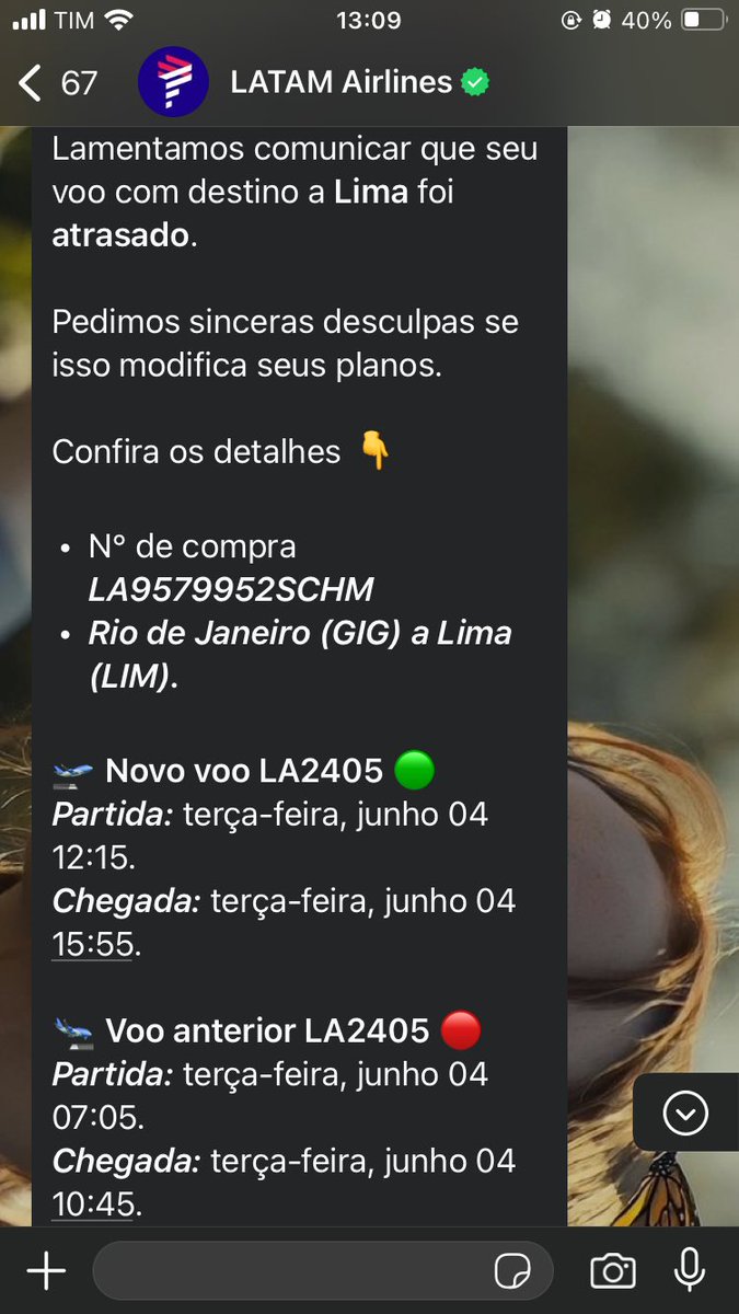 rayzagb's tweet photo. @LATAM_BRA Tudo começou com essa mensagem da @LATAM_BRA informando que um dos nossos voos havia atrasado, o trecho REC - RJ, mas que a Latam nos mudou automaticamente para outro voo no qual estávamos CONFIRMADOS. Segue imagem. Estresse. Chegada mais tarde em Cusco e perda de 1 tarde toda+ https://t.co/kEmrT7B46u