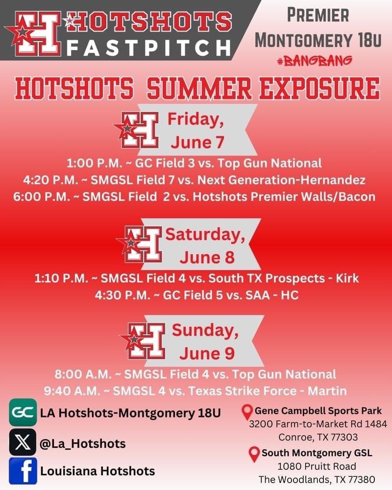 Schedule for this weekend