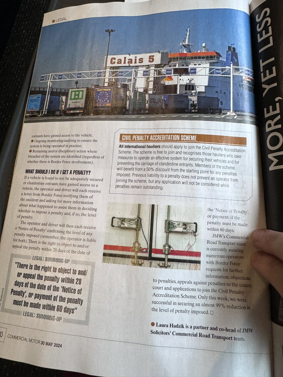 Laura Hadzik (@littlemisslowra) on Twitter photo Whenever my work is published in the trade press, I am filled with great pride…and today has been no exception.
<a href="/jmwsolicitors/">JMW Solicitors</a> <a href="/Comm_Motor/">Commercial Motor</a>
#hgv #clandestineentrants Whenever my work is published in the trade press, I am filled with great pride…and today has been no exception.
<a href="/jmwsolicitors/">JMW Solicitors</a> <a href="/Comm_Motor/">Commercial Motor</a>
#hgv #clandestineentrants