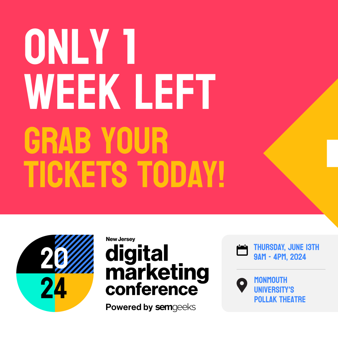 NJDMConf's tweet photo. We are only one week away from NJDMC5! Grab your ticket &amp; join the industry insider circle.

Use code: NJDMC20 for $20 off —  https://t.co/4KlyLAfLid 

#NJDMC5 #Networking #MarketingGoals #GetInspired https://t.co/hm8Neo6GHR